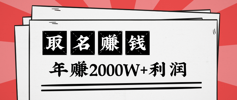 王通：不要小瞧任何一个小领域，取名技能也能快速赚钱，年赚2000W+利润-青风社项目库