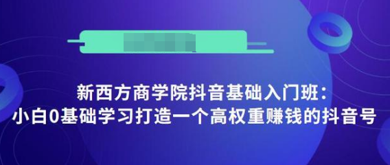 抖音基础入门班：小白0基础学习打造一个高权重赚钱的抖音号-青风社项目库