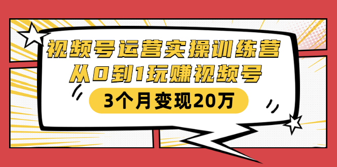 视频号运营实操训练营：从0到1玩赚视频号，3个月变现20万-青风社项目库