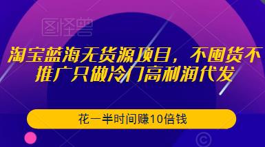 淘宝蓝海无货源项目，不囤货不推广只做冷门高利润代发，花一半时间赚10倍钱-青风社项目库