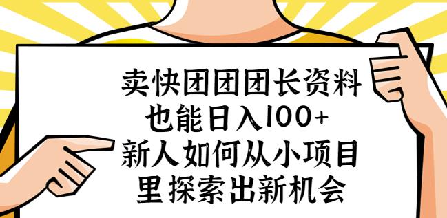 卖快团团团长资料也能日入100+新人如何从小项目里探索出新机会-青风社项目库