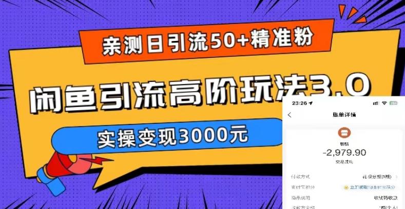 亲测日引50+精准粉，闲鱼引流高阶玩法3.0，实操变现3000元【揭秘】-青风社项目库