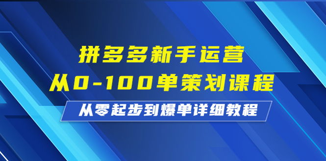 拼多多新手运营从0-100单策划课程，从零起步到爆单详细教程-青风社项目库