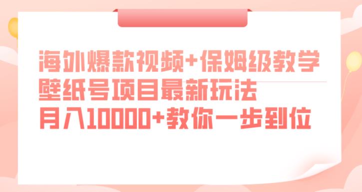 海外爆款视频+保姆级教学，壁纸号项目最新玩法，月入10000+教你一步到位【揭秘】-青风社项目库