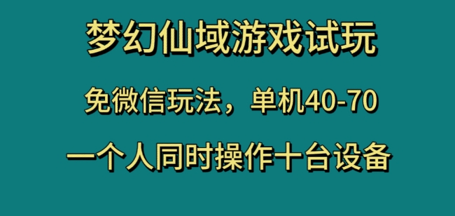 梦幻仙域游戏试玩，免微信玩法，单机40-70，一个人同时操作十台设备【揭秘】-青风社项目库