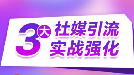 3大社媒引流实战强化，多渠道站外引流，高效精准获客，订单销售额翻倍增长-青风社项目库