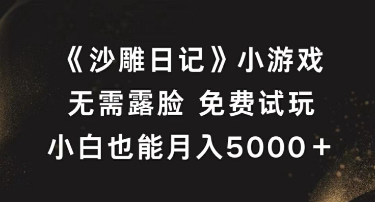 《沙雕日记》小游戏，无需露脸免费试玩，小白也能月入5000+【揭秘】-青风社项目库