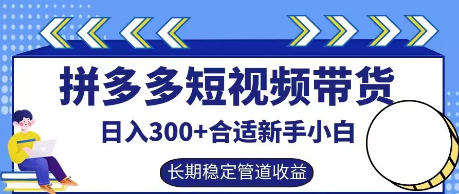 拼多多短视频带货日入300+有长期稳定被动收益，合适新手小白【揭秘】-青风社项目库