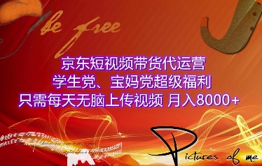 京东短视频带货代运营，学生党、宝妈党超级福利，只需每天无脑上传视频，月入8000+【仅揭秘】-青风社项目库