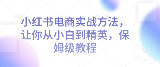 小红书电商实战方法，让你从小白到精英，保姆级教程-青风社项目库